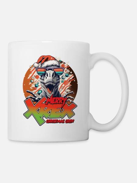 Weihnachten T-REX Merry XREX Geschenk Crew - Tasse - Weiß