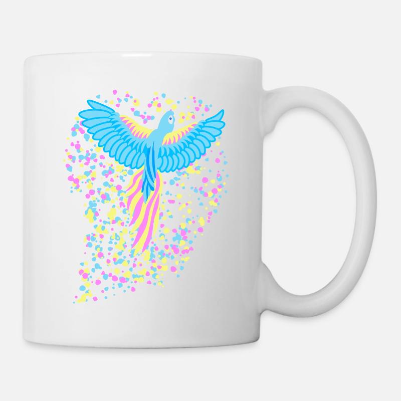 Paradiesvogel, Fantasievogel, Papagei, Flecken - Tasse - Weiß