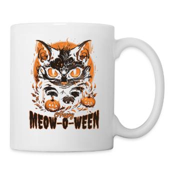 Happy Halloween MeowoWeen Cute Black Cute Cat - Mug - white - Right
