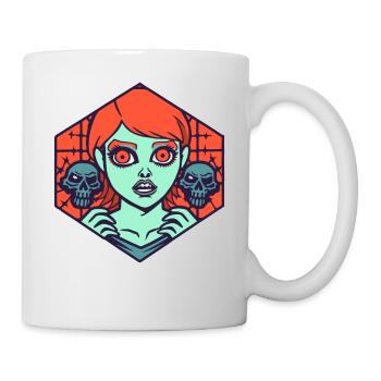 Manga Anime Cartoon Strip: Skull and Girl - Mug - white - Right