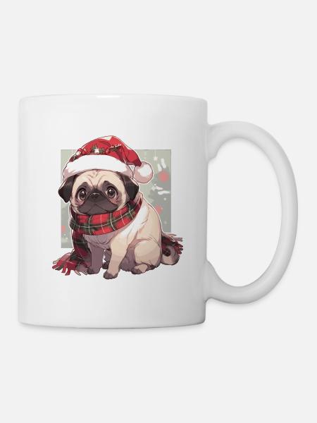 Mops Mops Hund Mops Weihnachten Pug Xmas - Tasse - Weiß