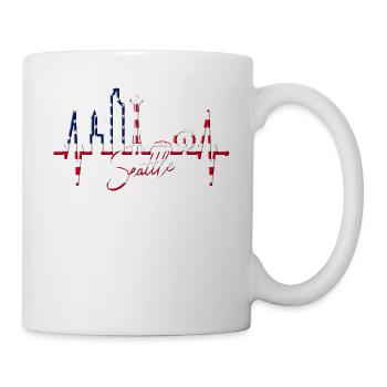 Seattle Skyline Heartbeat USA Fan Heart Pulse Love - Mug - white - Right