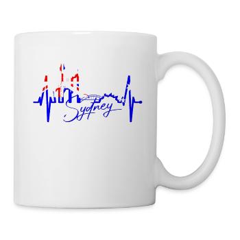 Sydney Skyline Herzschlag Australien Fan Puls Herz - Tasse - Weiß - Rechts