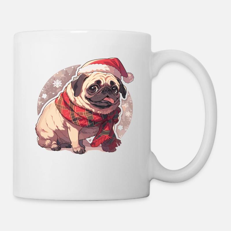 Mops Mops Hund Mops Weihnachten Pug Xmas - Tasse - Weiß