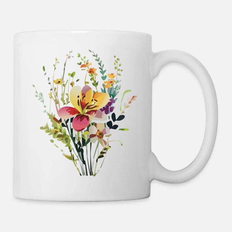 Blumenstrauß Blumenwiese Bunt - Tasse - Weiß