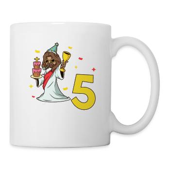 Avec Jésus - Anniversaire des enfants 5 ans - Mug blanc - blanc - Droite