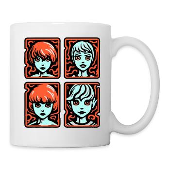 Cartoon Manga Anime Girl: 4 Portraits - Mug - white - Right