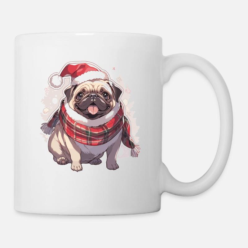 Mops Mops Hund Mops Weihnachten Pug Xmas - Tasse - Weiß