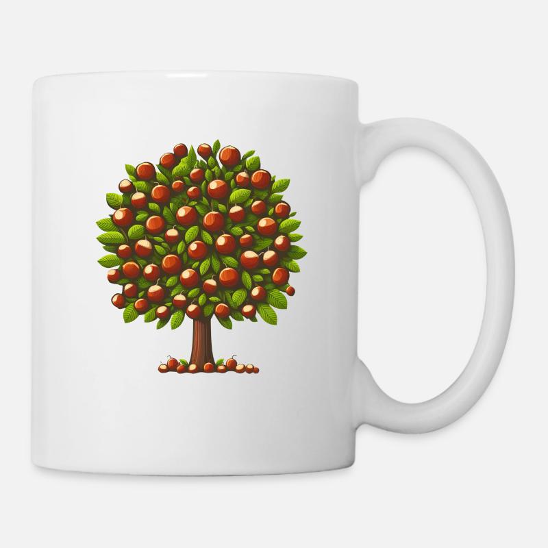 Trésors d’automne : arbre à feuilles caduques avec châtaigniers et arbres - Mug blanc - blanc