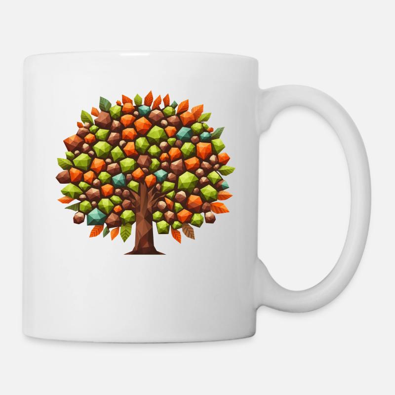 Herbst-Eleganz: Polygonaler Laubbaum in - Tasse - Weiß