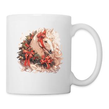 Pferd Pferde Weihnachten Reiten Reitsport - Tasse - Weiß - Rechts