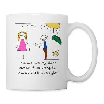 Flirting Phone Number Dinosaur - Mug - white - Right