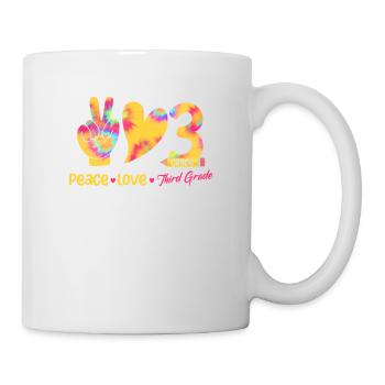 Peace Love Troisième Année 3ème Drôle Tie Dye Étudiant - Mug blanc - blanc - Droite