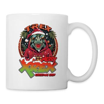 Weihnachten T-REX Merry XREX Geschenk Crew - Tasse - Weiß - Rechts