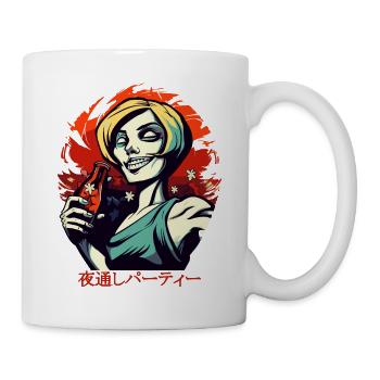 Cartoon Manga Anime Party die ganze Nacht lang - Tasse - Weiß - Rechts