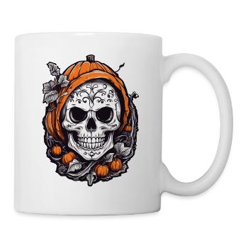 Crâne de citrouille Halloween Octobre Fun - Mug blanc - blanc - Droite