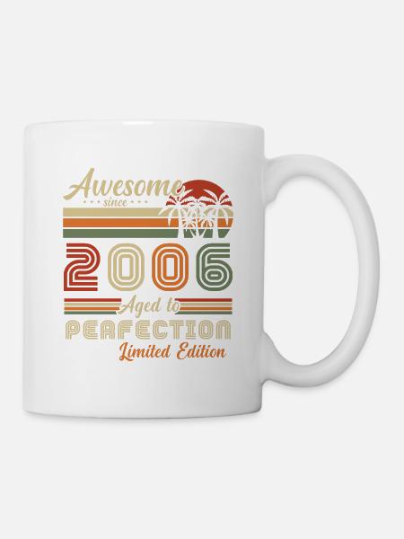 Vintage Né en 2006 Vintage Anniversaire Rétro - Mug blanc - blanc