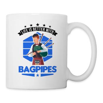 Never run with Bagpipes You could get Kilt - Tasse - Weiß - Rechts