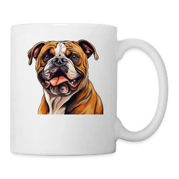 Hund Englische Bulldogge - Tasse - Weiß - Rechts