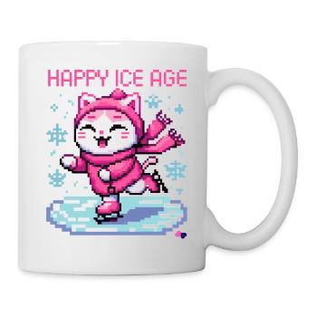 CHAT DE PATINAGE SUR GLACE DRÔLE EN PIXEL ART RÉTRO - Mug blanc - blanc - Droite