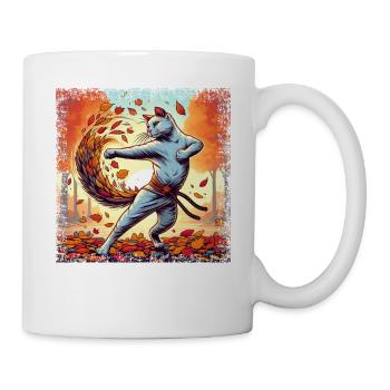 Gueule de bois de karaté dans les feuilles d’automne - Mug blanc - blanc - Droite