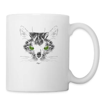 Black Cat with Green Eyes - Mug - white - Right