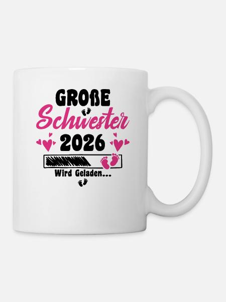Kinder Ich werde Große Schwester 2026 Verkündung - Tasse - Weiß