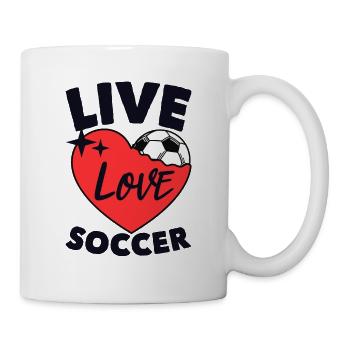 Live Love Soccer Fußballprofi Fußballgott - Tasse - Weiß - Rechts