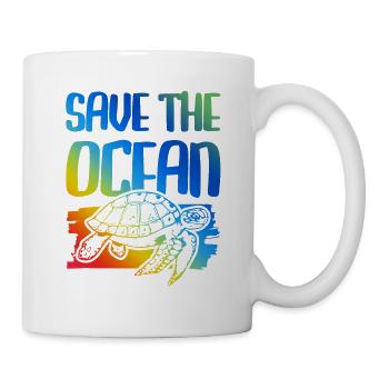 Sauvez la tortue de l’océan - Mug blanc - blanc - Droite