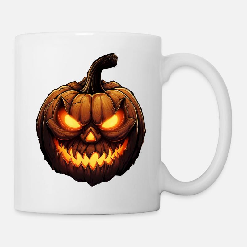 Pumkin d’Halloween avec un visage rayonnant - Mug blanc - blanc
