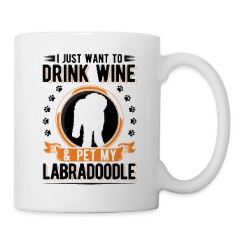 Labradoodle and wine - Mug - white - Right