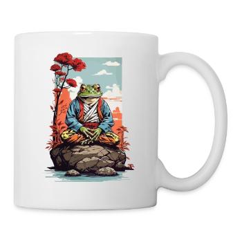 Meditativer Frosch Japan Yoga Art Retro Style - Tasse - Weiß - Rechts