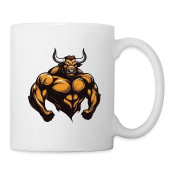 Bulle Stier Muskeln Workout Gym - Tasse - Weiß - Rechts