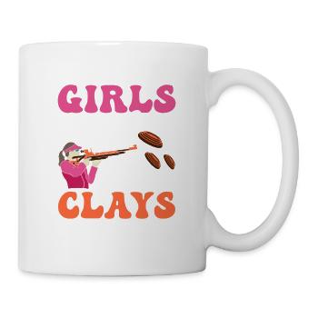 Girls Just Wanna Shoot Clays Skeet Shooting Traps - Tasse - Weiß - Rechts