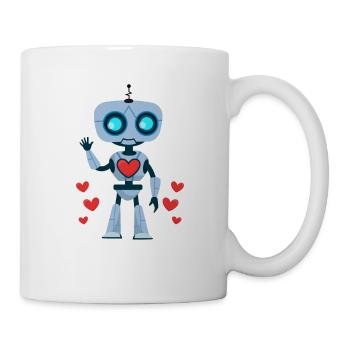 Roboter Herz Valentinstag Paare Passende Familie - Tasse - Weiß - Rechts