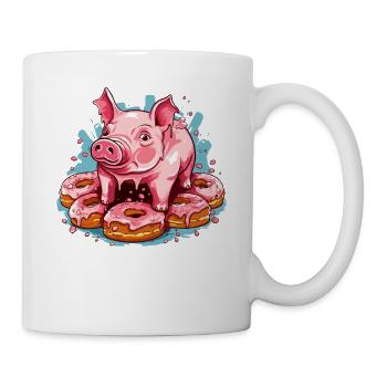 Le cochon beignet glacé - Mug blanc - blanc - Droite