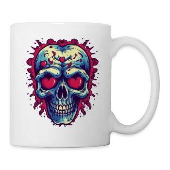 Skull in love with hearts - Mug - white - Right