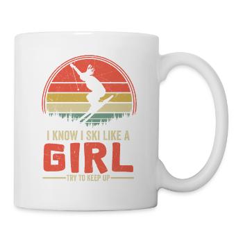 Je sais que je skie comme une fille et que j’essaie de continuer à skier - Mug blanc - blanc - Droite