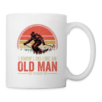 Je sais que je skie comme un vieil homme et que j’essaie de continuer à skier - Mug blanc - blanc - Droite