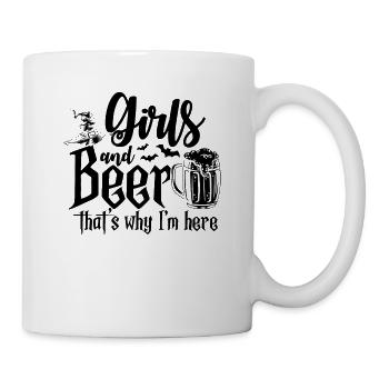Les filles et la bière, c’est pourquoi je suis là - Fête d’Halloween - Mug blanc - blanc - Droite