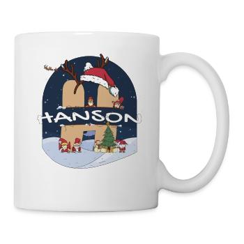 Impressionnant nom de Hanson w chapeau de père Noël dans le thème de Noël - Mug blanc - blanc - Droite