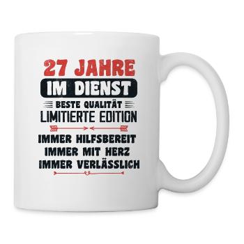 27 Jahre im Dienst 27 Jähriges Dienstjubiläum - Tasse - Weiß - Rechts