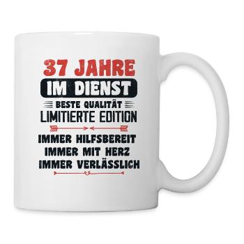 37 Jahre im Dienst 37 Jähriges Dienstjubiläum - Tasse - Weiß - Rechts