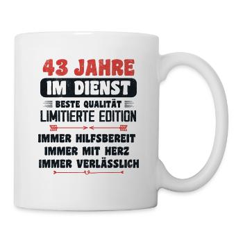 43 Jahre im Dienst 43 Jähriges Dienstjubiläum - Tasse - Weiß - Rechts