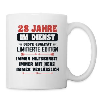 28 Jahre im Dienst 28 Jähriges Dienstjubiläum - Tasse - Weiß - Rechts