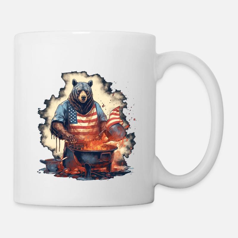 Bear Grills Barbecue Grill BBQ Grillen Bär Camping - Tasse - Weiß