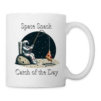 Astronaute sur la lune Pizza de pêche « Space Snack Catch - Mug blanc - blanc - Droite