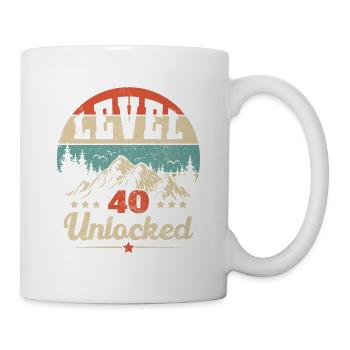 Level 40 freigeschaltet / Spieler zum 40-jährigen Jubiläum - Tasse - Weiß - Rechts