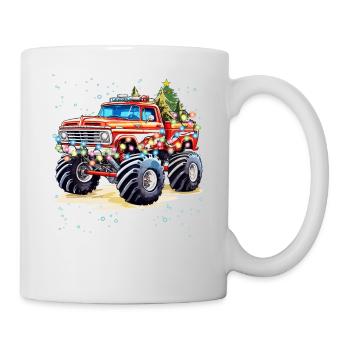 Monster Truck avec sapin de Noël et Li de Noël - Mug blanc - blanc - Droite