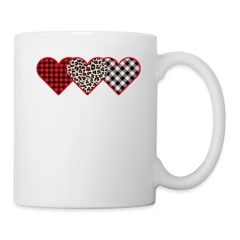 Büffel Rot Schwarz Kariert Leopard Herzen Valentin - Tasse - Weiß - Rechts
